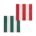 A Christmas Red and Pink Green and Mint Striped Beverage Napkin Set.