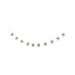 Decorative string with small black and white ghost figures on a white background