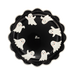 Black paper plate with white ghost illustrations and 'Boo' text on a white background