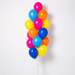 Baby Shark themed accent balloon bouquet with pink, bright blue, royal blue, orange, and yellow latex balloons.