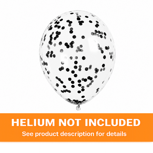 Clear Latex W/ Black Confetti Balloon Pack 12in | 6ct