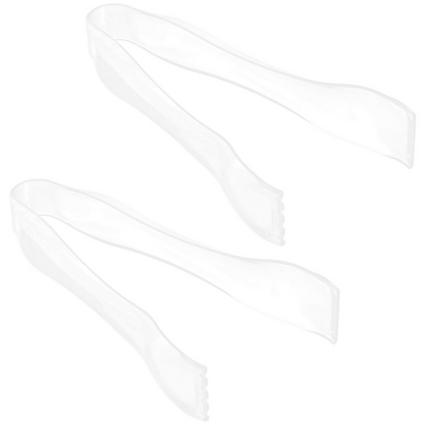 A white 2 Count 6.25-inch pack of mini plastic tongs.