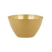 A gold 24 Ounce Plastic Bowl tht is 5.5 inches in diameter.