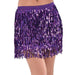 A model wearing a Adult Purple Sparkle Sequin Skirt. 