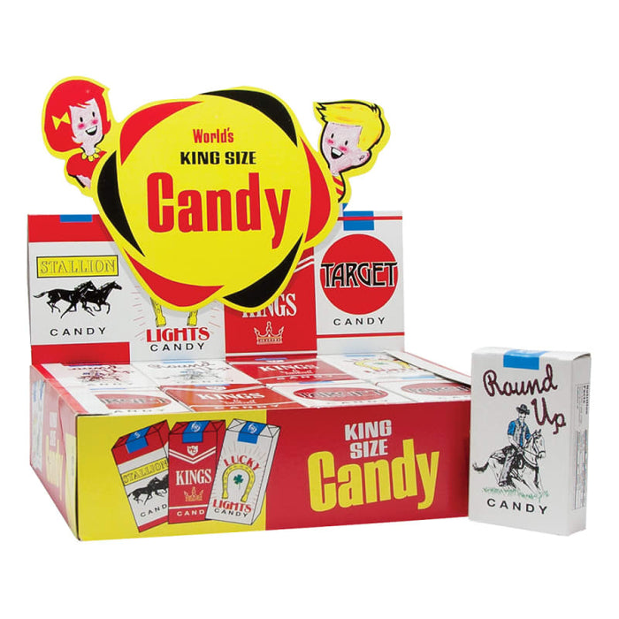 Candy Cigarettes: white candy sticks made to resemble cigarettes. Individually wrapped, 0.42 oz size.