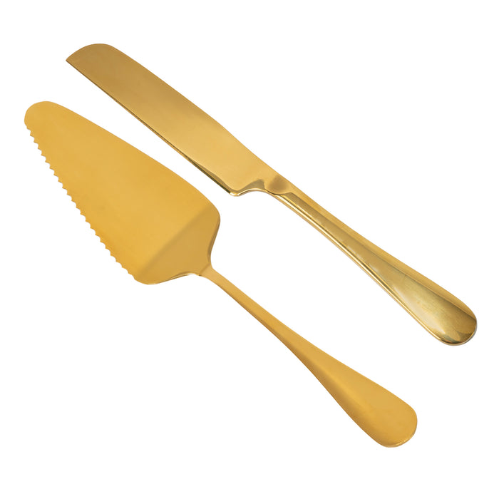 Product photo of Wedding Knife and Cake Set - Gold — a Portofino party product shown on a plain background.