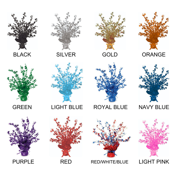 An image showing the 12 available base colors for a custom centerpice.