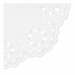 White Lace Style Small Napkin with scalloped edges, floral cutouts, and subtle stitched-style details on a white background.