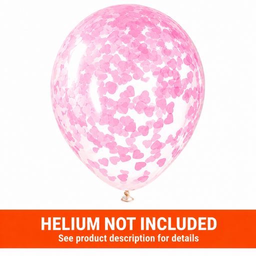 Clear Pink Heart Confetti Balloon 16in | 5ct