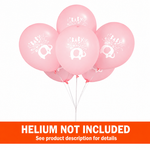 Pink Floral Elephant Latex Balloon 12in | 8ct