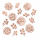 Assorted Floral Table Scatter with metallic rose gold flower, leaf, and berry branch cutouts arranged on a white background.
