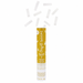 Gold and white confetti cannon with white rectangular confetti bursting from the top on a white background.