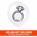 White 12-inch latex balloon with black diamond ring graphic and orange “Helium Not Included” banner at the bottom.