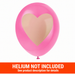 Pink 12-inch latex balloon with metallic gold heart graphic and orange “Helium Not Included” banner at the bottom.