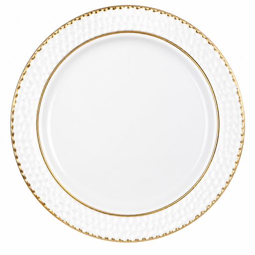White Hammered Gold Edge Plates 10in | 8ct