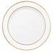 White 7-inch plate with hammered-style textured rim, metallic gold edge, and thin gold inner border.