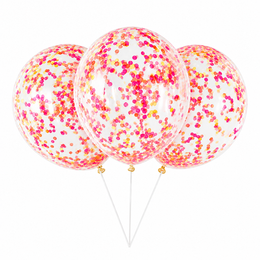 Clear Latex W/ Neon Confetti Balloon Pack 12in | 6ct