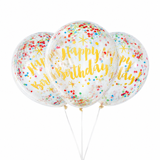 Clear Confetti Glitzy Gold Latex Balloon Pack 12in | 6ct