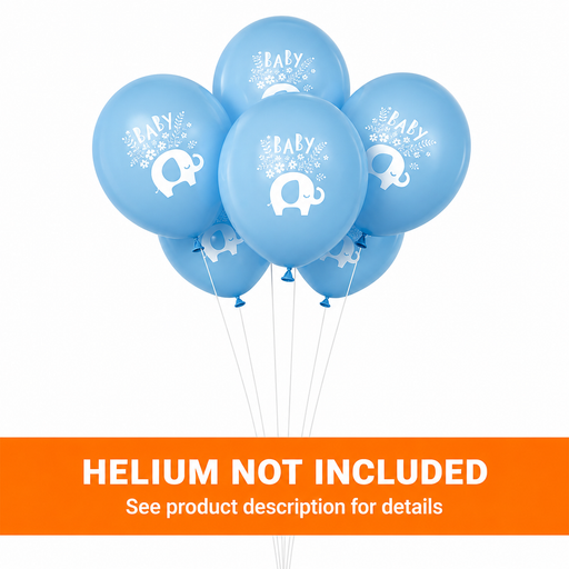 Blue Floral Elephant Latex Balloon 12in | 8ct