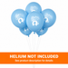 Blue floral elephant 12-inch latex balloons with white “Baby” lettering, elephant graphics, and floral details in a balloon bouquet with Helium Not Included banner.