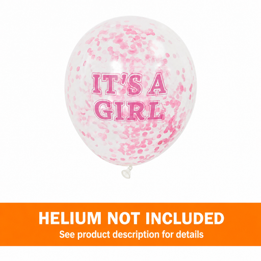 Clear W/ Pink Confetti Balloon Pack 12in | 6ct