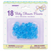 Blue crystal pacifier favors in clear packaging with 18 translucent blue mini pacifiers for baby shower decorations and party favors.