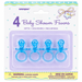 Blue 2-inch pacifier party favors for baby shower decorations, favor bags, games, crafts, and blue-themed celebrations.