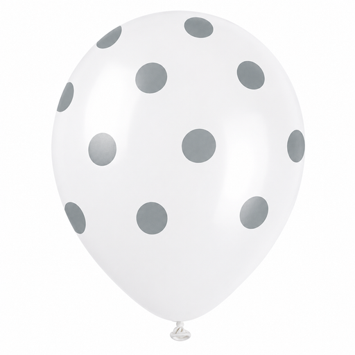 Silver Dot Latex Balloon Pack 12in | 6ct