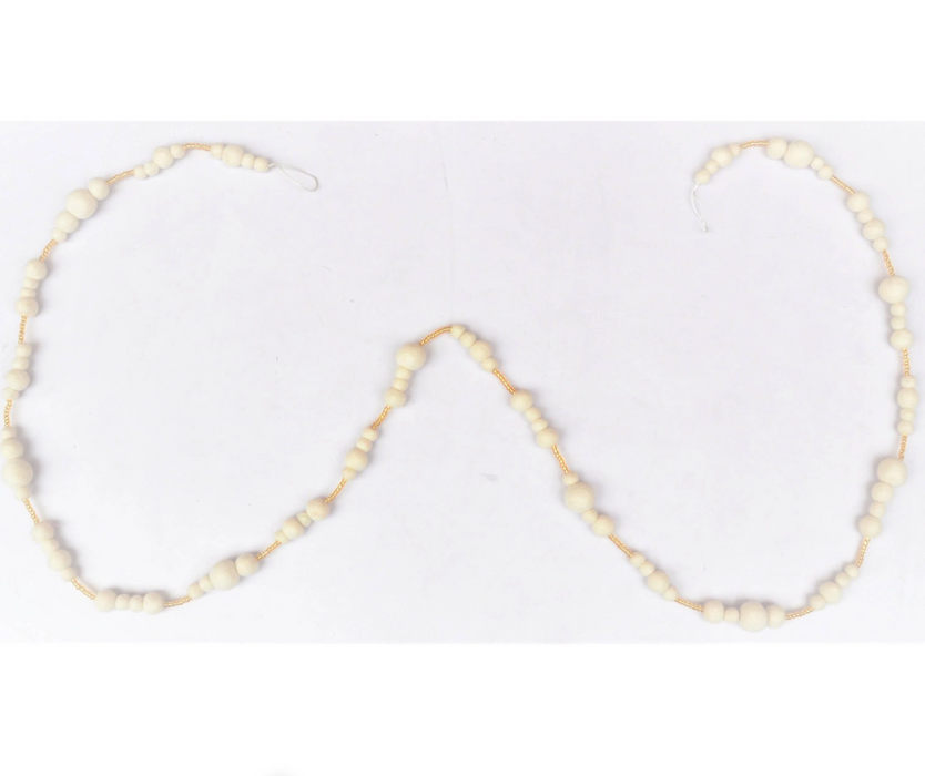 Cream & Gold/w Beads Pompom Garland 6ft | 1ct