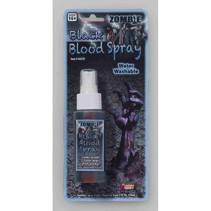 Black Zombie Blood Spray shown against a plain white background — a Halloween costume accessory.
