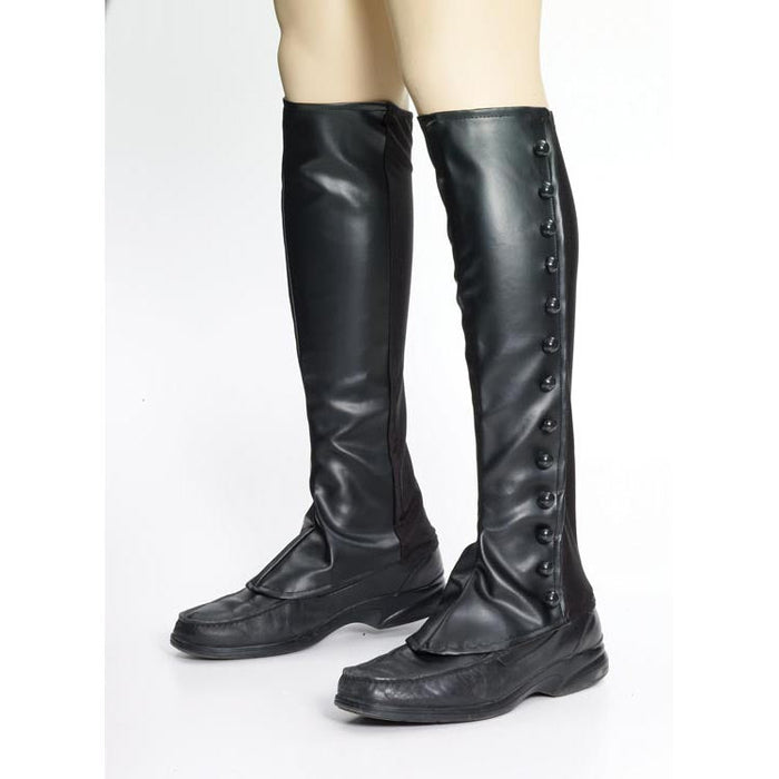 Black Boot Spats Steampunk shown against a plain white background — a Halloween costume accessory.