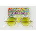 Yellow Lens Glasses Hippie shown against a plain white background — a Halloween costume accessory.