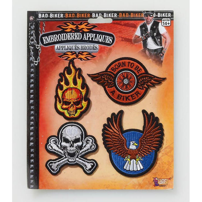 Bad Biker Appliques shown against a plain white background — a Halloween costume accessory.