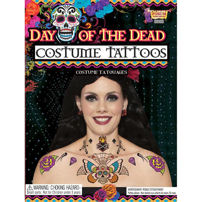 Bdy / Chst Tat Day of the Dead shown against a plain white background — a Halloween costume accessory.