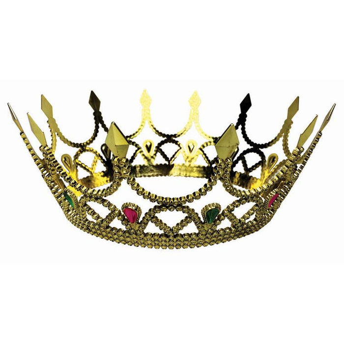 Gold Ryl Qn Crown shown against a plain white background — a Halloween costume accessory.