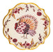 Decorative plate with a turkey design and floral patterns on a white background