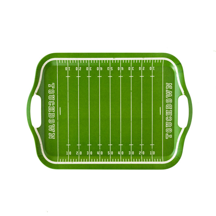 A 16.5 " X 11.5" Football Field Bamboo Reusable Tray.