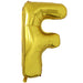 A 34-inch Gold Jumbo Metallic Balloon in the letter F.