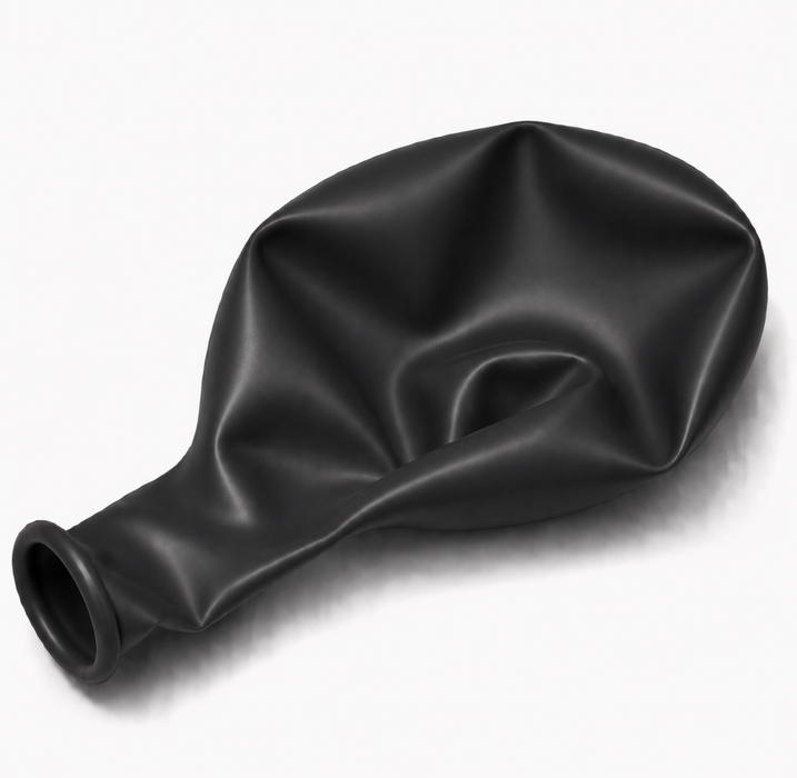 Uninflated 11-inch Deluxe Black latex balloon for party decorations, balloon bouquets, and garlands.