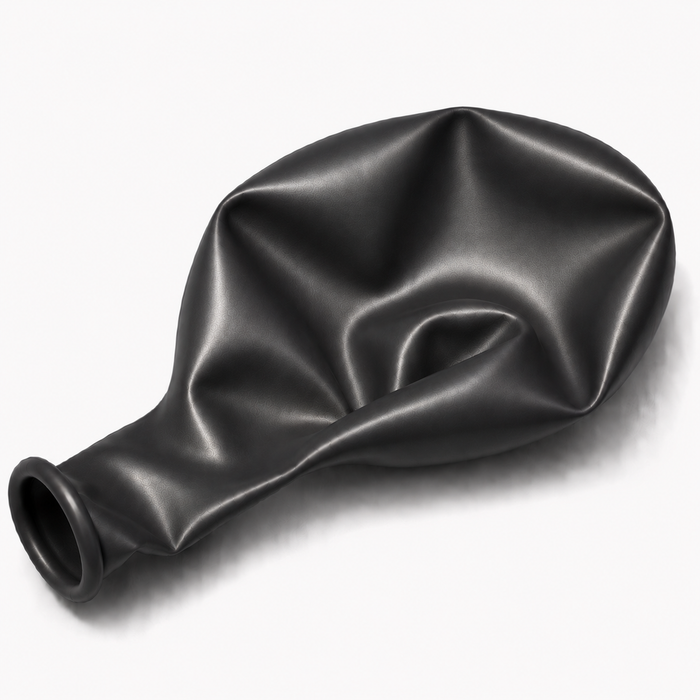 Uninflated 11-inch Metallic Black latex balloon for party decorations, balloon bouquets, and garlands.