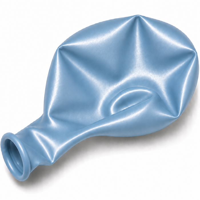 Uninflated 11-inch Pearl Blue latex balloon for party decorations, balloon bouquets, and garlands.