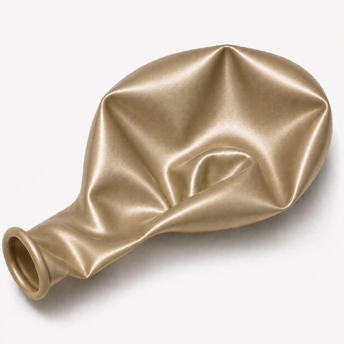 Uninflated 11-inch Reflex Gold latex balloon for party decorations, balloon bouquets, and garlands.