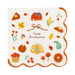 Decorative paper napkin with Thanksgiving-themed illustrations on a white background