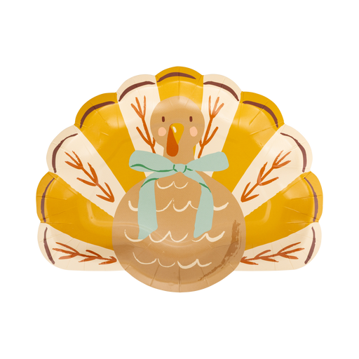 Gobble Turkey Shaped Paper Plates | 8ct
