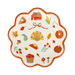 Decorative plate with autumn-themed illustrations on a white background