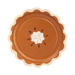 Paper plate designed to look like a pumpkin pie with whipped cream on a white background