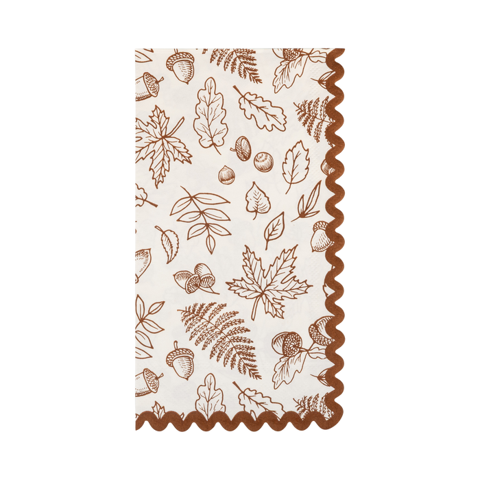 Decorative paper napkin with autumn leaf pattern on a white background