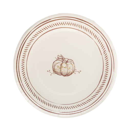 Pumpkin Line Art Paper Plates | 8ct