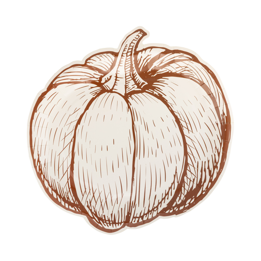 Pumpkin Line Art Shaped Paper Plates | 8ct
