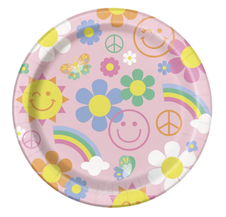 Groovy B-Day Paper Plates 9in | 8ct